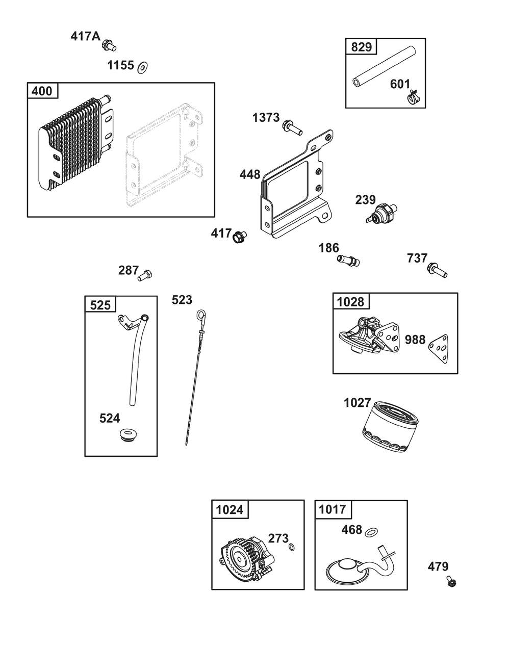 Lubrication Group Diagram and Parts List for 386447-0244-G1 200000 - 399999 Briggs and Stratton Engine